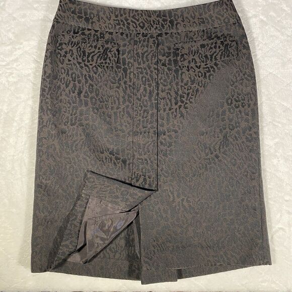 Ann Taylor Leopard Print Pencil Skirt Wool Blend Brown Women's Petites Sz 4P - Picture 3 of 8